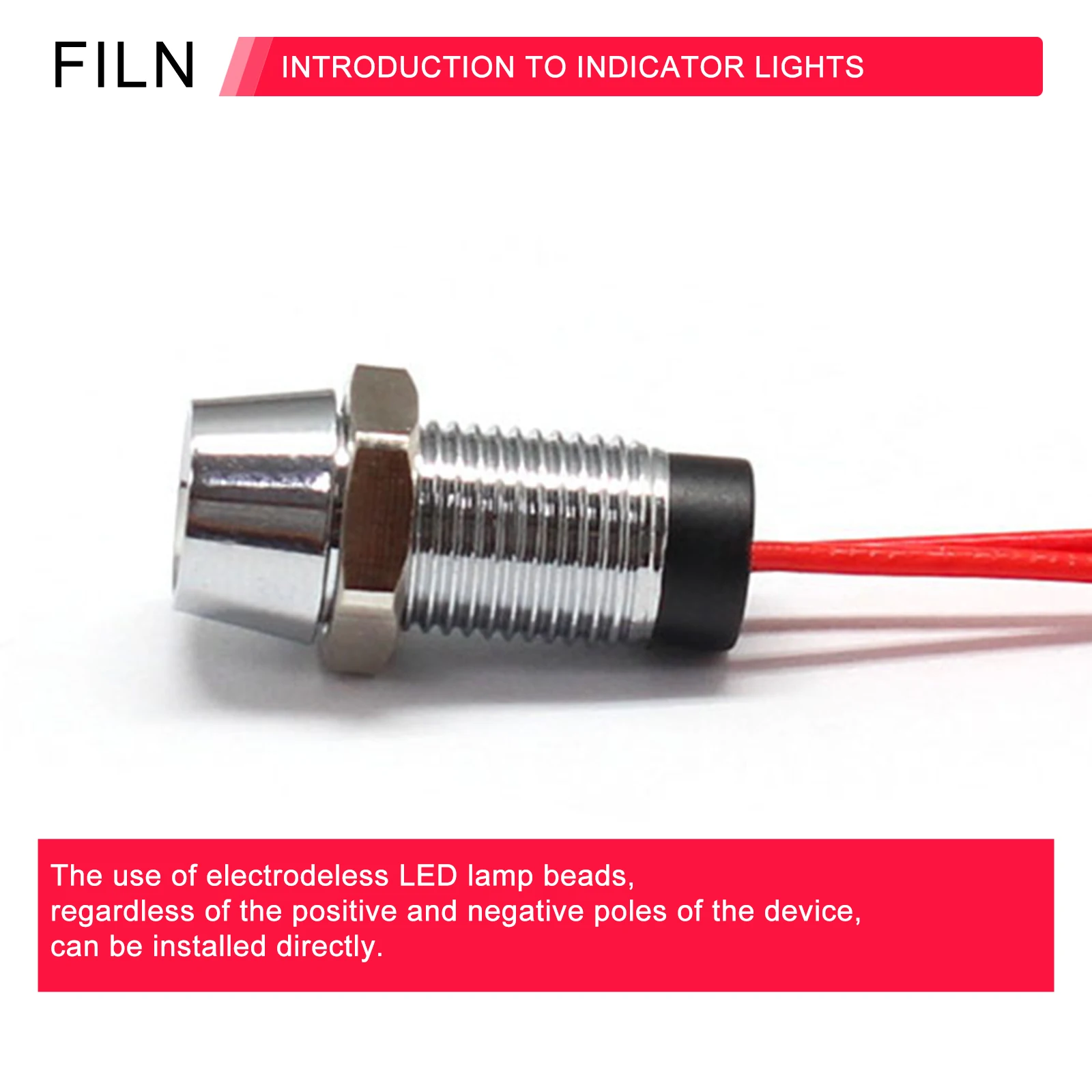8mm 금속 LED 표시등 - 범용 소형 방수 전원 신호등 12v [FILN-28]