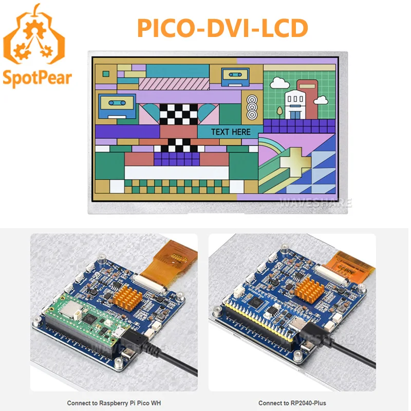라즈베리 파이 Pi Pico용 7인치-10.1인치 LCD 디스플레이 (DVI 인터페이스 IPS 패널) [SpotPear-126]