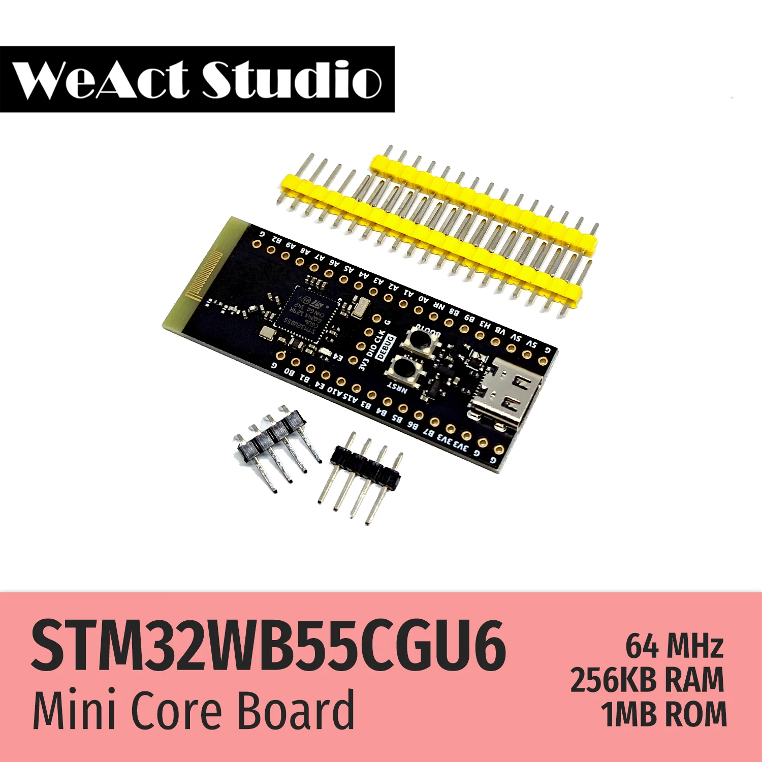 STM32WB55CGU6 STM32WB55 STM32WB STM32WB55CG BLE-5.4 802.15.4 Zigbee 스레드 물질 USB AES-256 코어 보드 데모 보드 [WeAct-Studio-017]