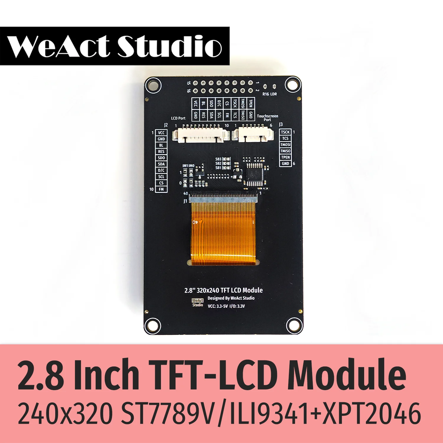 2.8 240x320 ILI9341 ST7789V 디스플레이 화면 터치 XPT2046 터치 없음 자동 밝기 조정 기능이있는 2.8 인치 SPI LCD TFT 모듈 [WeAct Studio-046]