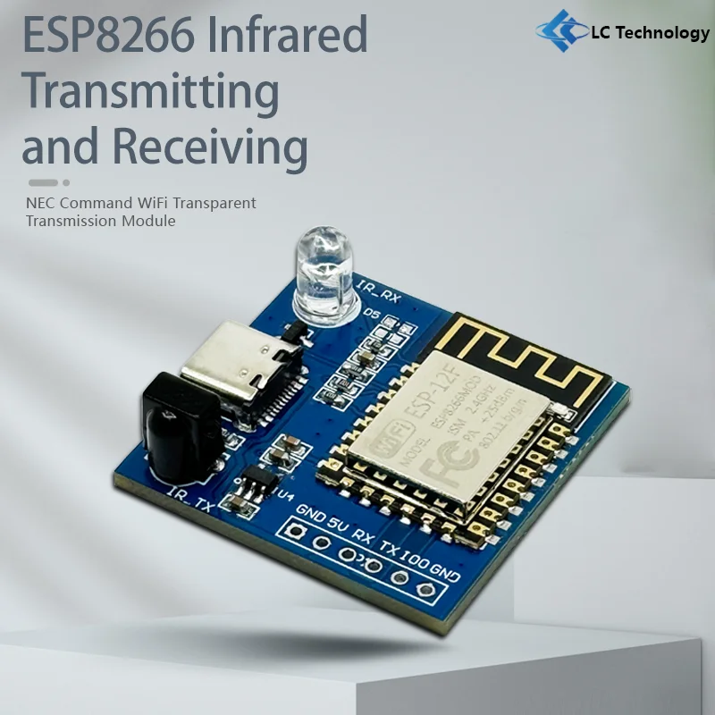 ESP8266 적외선 발신 수신 모듈 (NEC 프로토콜 지원)-WiFi 투과 전송 모듈 [LCTECH-06]