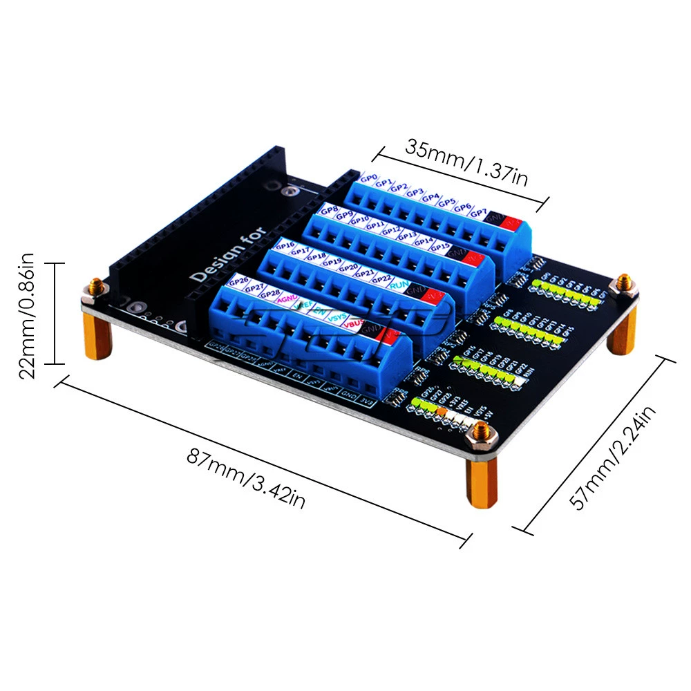 라즈베리파이 Raspberry Pi Pico 나사단자확장판(램프포함)에 적용 [52PI-041]