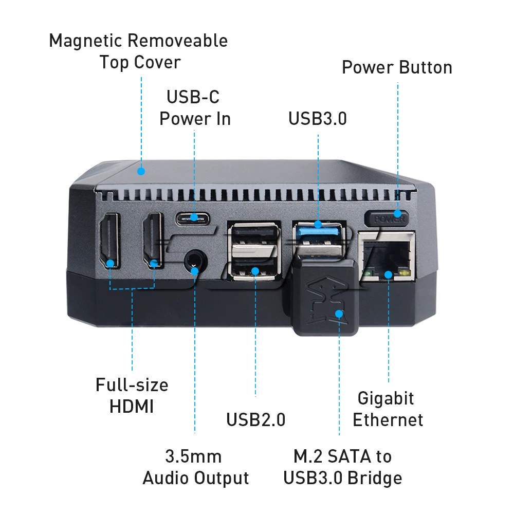 52Pi Raspberry Pi 4 전용 아르곤 원(Argon One) 알루미늄 케이스 (M.2 SSD 확장 지원) [52PI-039]