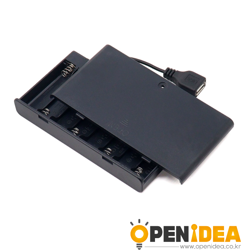 8개 5호 배터리 박스 (커버 + 스위치 내장 USB 암 단자 LED 간판 전원용 12V 출력) [ZAC06-007]