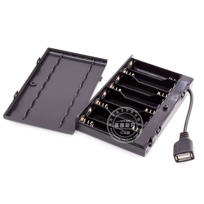 8개 5호 배터리 박스 (커버 + 스위치 내장 USB 암 단자 LED 간판 전원용 12V 출력) [ZAC06-007]