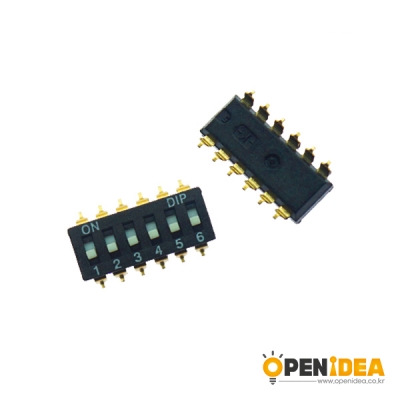 DIP 스위치 검정 2.54MM SMD 6P (5개) [OPEN-SB005-003]