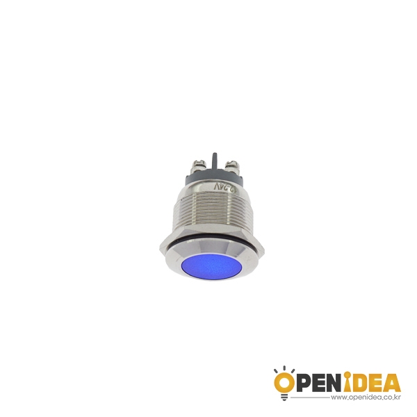 22파이 메탈 LED 홀더 FLAT 12-24V 파랑 [OPEN-SH003-055]