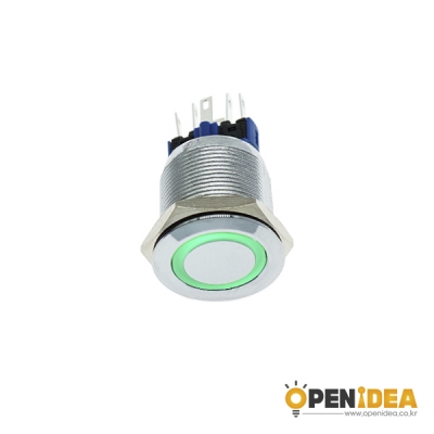 22파이 LED 메탈 스위치 LOCK FLAT 초록 [OPEN-SH007-003]
