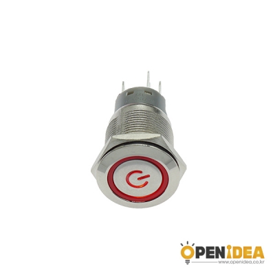 19파이 전원 LED 메탈 스위치 LOCK 12V FLAT 빨강 [OPEN-SH011-002]