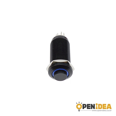 12파이 LED 블랙 메탈 스위치 LOCK 2.8~3.3V FLAT 파랑 [OPEN-SH020-005]