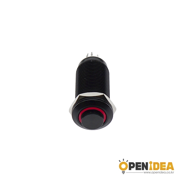 12파이 LED 블랙 메탈 스위치 LOCK 2.8~3.3V FLAT 빨강 [OPEN-SH020-006]
