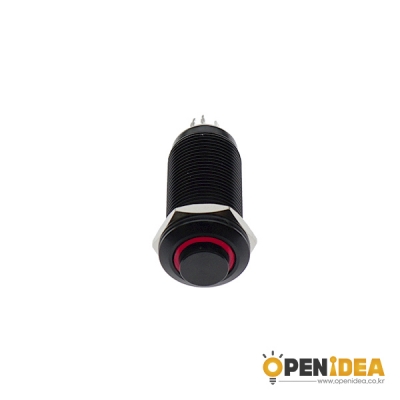 12파이 LED 블랙 메탈 스위치 LOCK 2.8~3.3V FLAT 빨강 [OPEN-SH020-006]