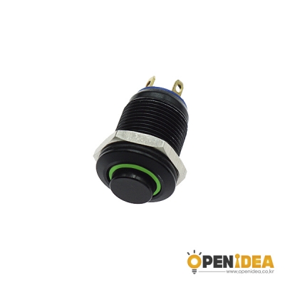 12파이 LED 블랙 메탈 스위치 UNLOCK 2.8~3.3V HIGH 초록 [OPEN-SH021-001]