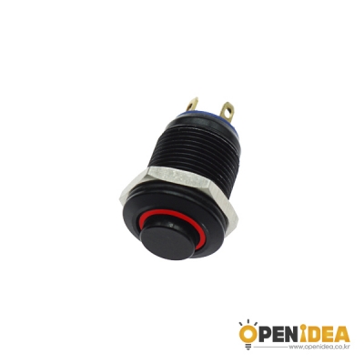 12파이 LED 블랙 메탈 스위치 UNLOCK 2.8~3.3V HIGH 빨강 [OPEN-SH021-003]