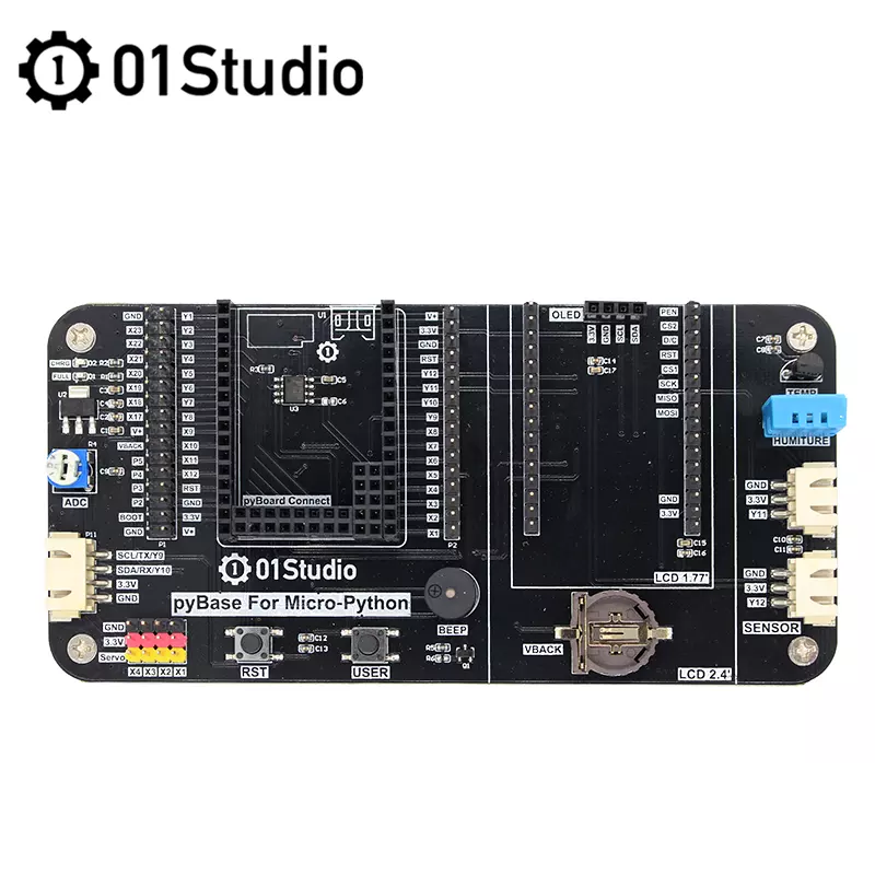 MicroPython 베이스 개발보드용 확장보드 pyBase 내장형 pyBoard STM32 ESP32 K210 OpenMV [01STUDIO-01-A01]
