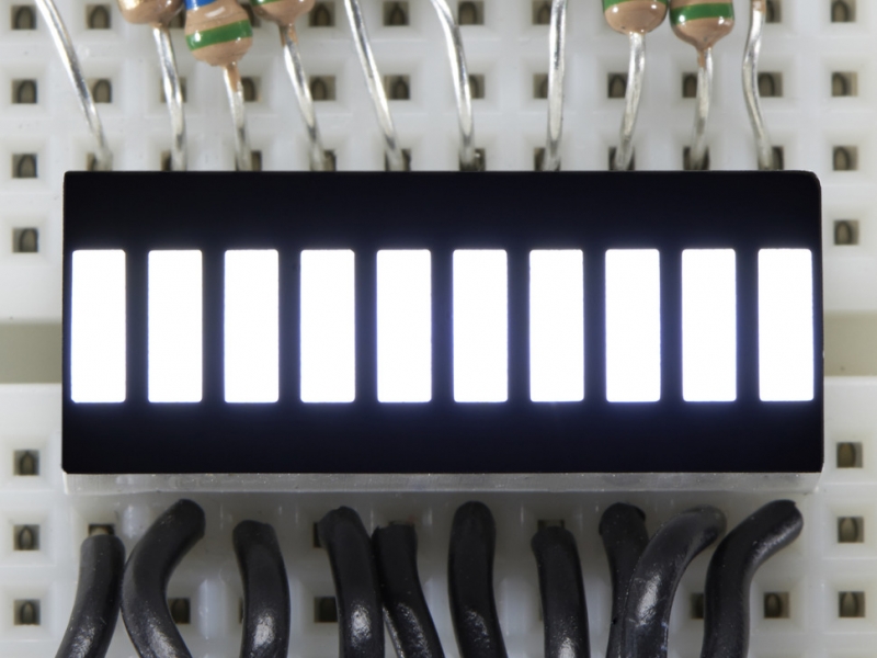 10 Segment Light Bar Graph LED Display - White - KWL-R1025WB-Y