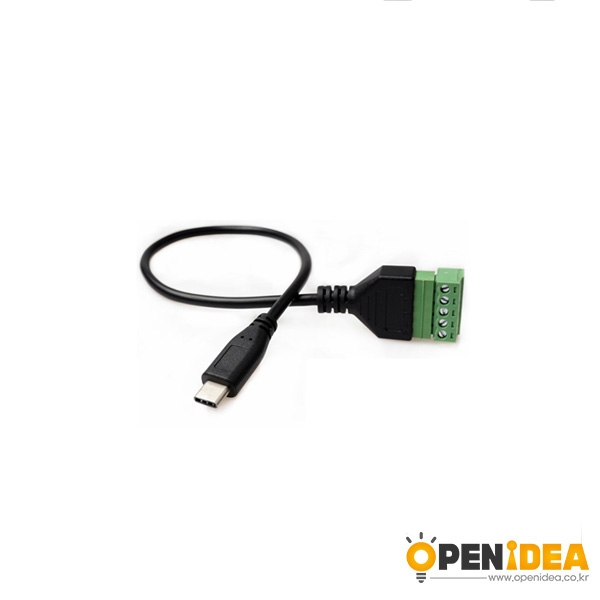 USB2.0 TYPE-C 케이블 수 to 암 5 Pin 터미널 단자 연결선 0.3M [OPEN-BL020-011]