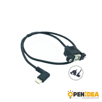USB 2.0 B Female 프린터 패널 케이블 to TYPE-C Male 90도 0.5M [OPEN-BL021-029]