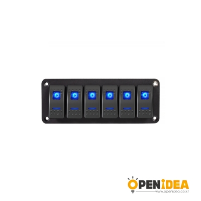 자동차 캠핑카 요트 튜닝 패널 버튼 스위치 12V-24V 6갱 [OPEN-SG009-004]