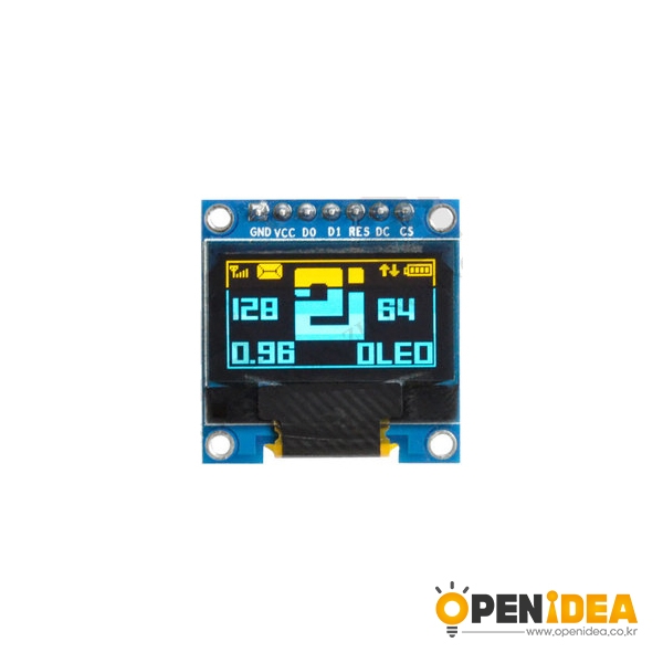 0.96 인치 OLED 디스플레이 모듈 128X64 ssd1306 핀 납땜 노랑 블루 [OPEN-TI40-022]