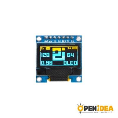 0.96 인치 OLED 디스플레이 모듈 128X64 ssd1306 핀 납땜 노랑 블루 [OPEN-TI40-022]
