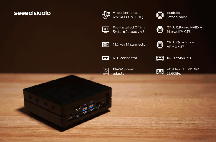 [SeeedStudio] reComputer J1010 -Edge AI Device 젯슨나노 모듈 M.2 Key E Slot Type-C 커넥터 알루미늄 케이스 제트팩 시스템 [110061362]