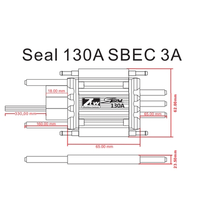 ZTW Seal 브러시리스 ESC 130A SBEC 3A 방수 RC 레이싱 보트 용 양방향 속도 컨트롤러 [OPEN-TH59-006]