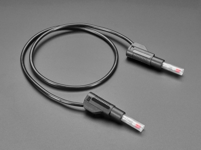 Retractable Stacking Banana Plug Cable - Black 0.5 meter long