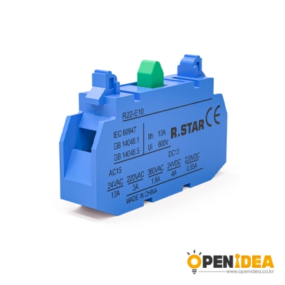 R.star 버튼 스위치 22mm 보조접점 10A R22-E10 1NO 정상 개방 [OPEN-SA022-001]