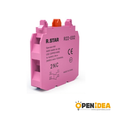 R.star 버튼 스위치 22mm 보조접점 10A R22-E02 2NC 정상 폐쇄 [OPEN-SA022-004]