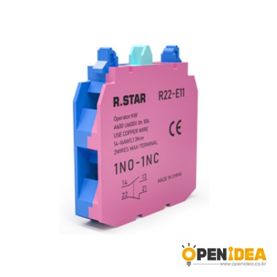 R.star 버튼 스위치 22mm 보조접점 10A R22-E11 1NO 1NC 정상 개방 폐쇄 [OPEN-SA022-005]