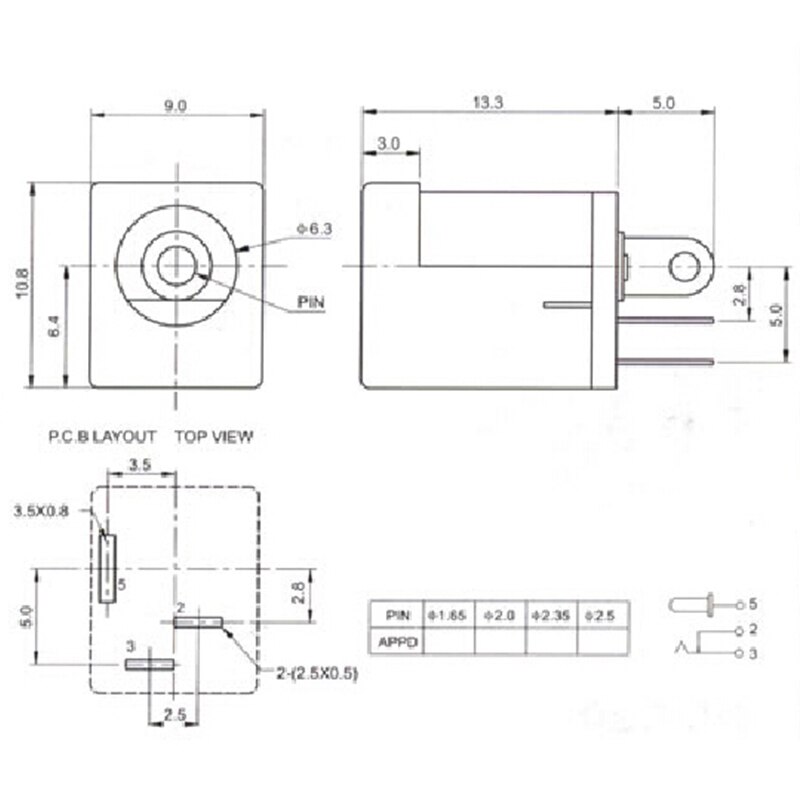 DC-012 DC 전원 소켓 커넥터 전원 공급 장치 암 전원 연결 잭 5.5x2.1mm DC012A（100PCS）[OPEN-ZCM59-24]