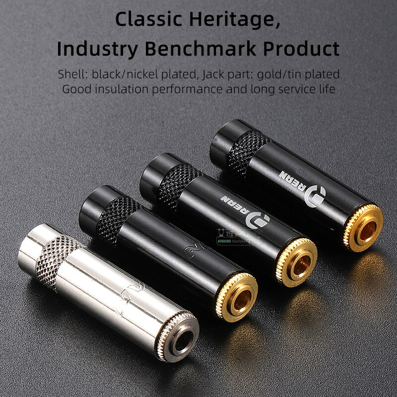 NEUTRIK-REAN 잭 3.5mm 스테레오 암 플러그 1 8 인치 3 극 TRS 헤드폰 컴퓨터 수리 금 주석 도금 용접 납땜 플러그 [OPEN-ZCF23-27]