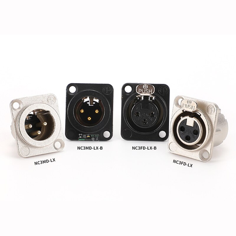 NEUTRIK NC3FD-LX 암수 XLR 밸런스드 캐논 섀시 커넥터 D 타입 마이크 실버 골드 도금 소켓 3 극 리셉터클 [OPEN-ZCF23-56]