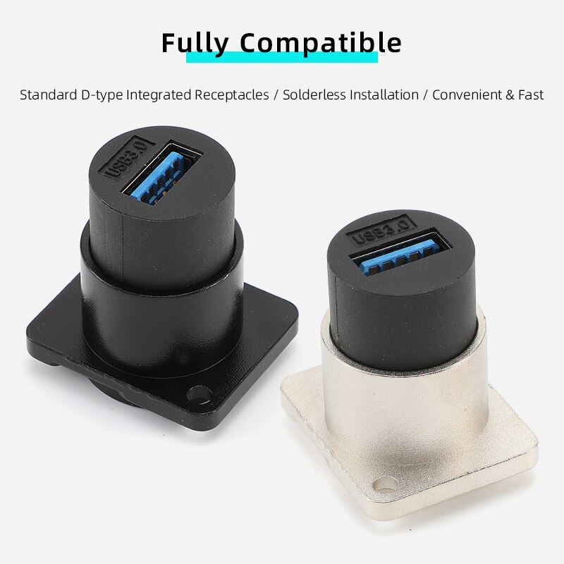 AVSSZ D 타입 USB 3.0 2.0 커넥터 암-암 패널 마운트 섀시 커넥터 납땜 없는 소켓 고속 전송 [OPEN-ZCF23-55]