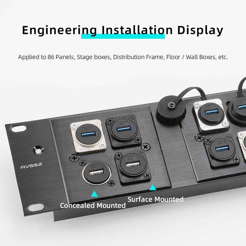 AVSSZ D 타입 USB 3.0 2.0 커넥터 암-암 패널 마운트 섀시 커넥터 납땜 없는 소켓 고속 전송 [OPEN-ZCF23-55]