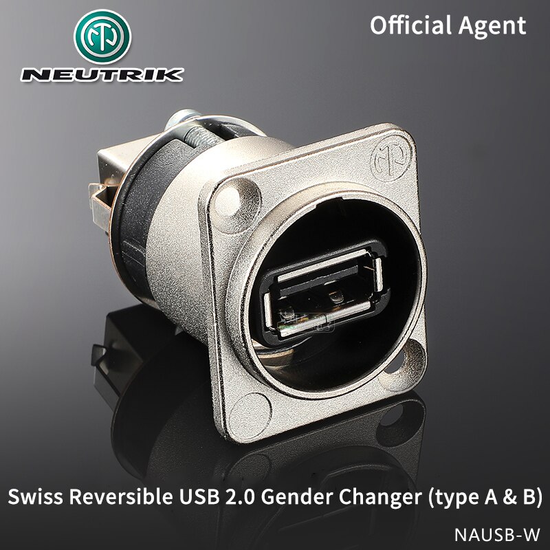 Neutrik 리버시블 USB 2.0 젠더 체인저 NAUSB-W D형 하우징 도크 멀티미디어 날짜 섀시 커넥터 어댑터 A 및 B 타입 [OPEN-ZCF23-53]