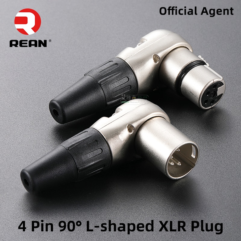 NEUTRIK REAN 90도 직각 L자형 XLR 플러그 4 핀 암수 마이크 라인 오디오 용접 플러그 금속 쉘 RC4FR RC4MR [OPEN-ZCF23-52]