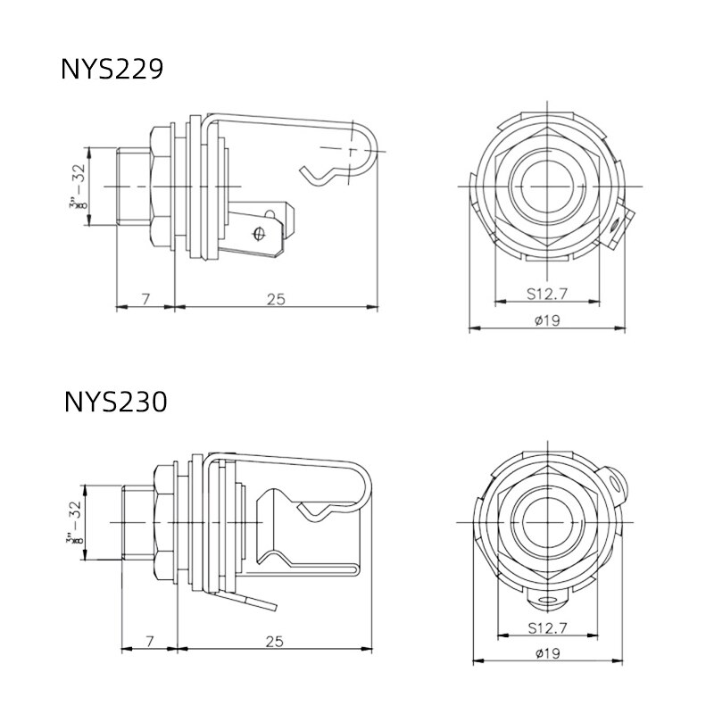 Neutrik REAN TRS 스테레오 금속 암 잭 3 극 NYS230 오디오 패널 1 4 인치 TS 모노 잭 PCB 소켓 NYS215 6.35mm [OPEN-ZCF23-46]