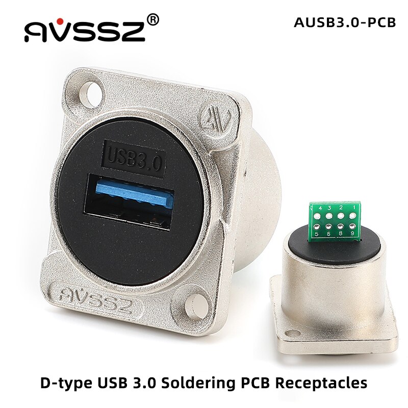 AVSSZ D 유형 USB3.0 2.0 연결 관 소켓 컴퓨터 MP3 USB A B 잭 공용 영역 변환기 Crimping PCB 납땜베이스 [OPEN-ZCF23-60]
