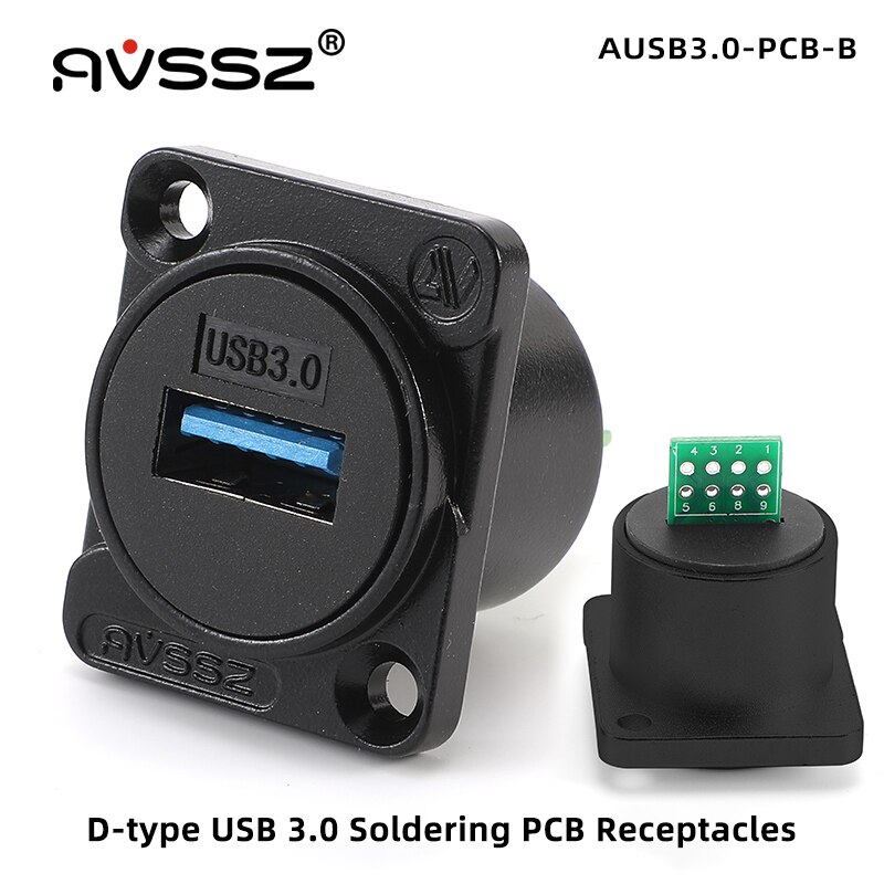 AVSSZ D 유형 USB3.0 2.0 연결 관 소켓 컴퓨터 MP3 USB A B 잭 공용 영역 변환기 Crimping PCB 납땜베이스 [OPEN-ZCF23-60]