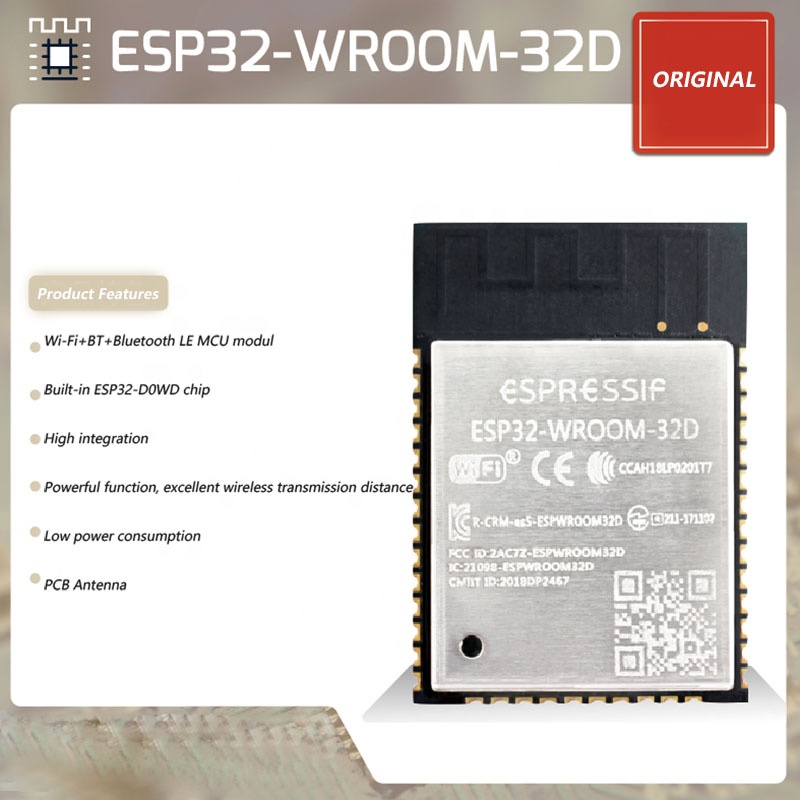 원래 Espressif ESP32-WROOM-32D 와이파이 및 모듈 PCB 안테나 16MB 8MB 4MB 플래시 스마트 홈 [ZTF109-17]