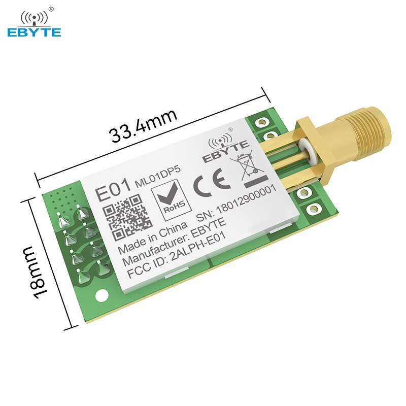 무선 모듈 SPI 안테나 SMA-K 송수신기 송신기 E01-ML01DP5 2.4GHz PA LNA 20dBm nRF24L01P [EBYTE-101]