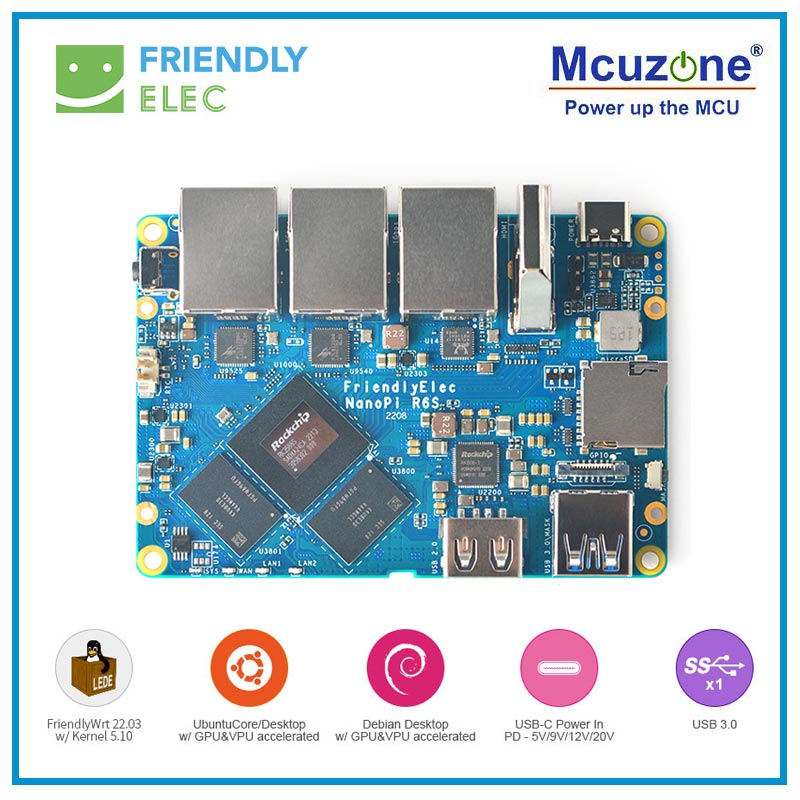 NanoPi R6S RK3588S Cortex-A76 8GB DDR4 32GB 2.5G eth 우분투 데비안 FriendlyWrt 안드로이드 GPU VPU [Mcuzone-02]