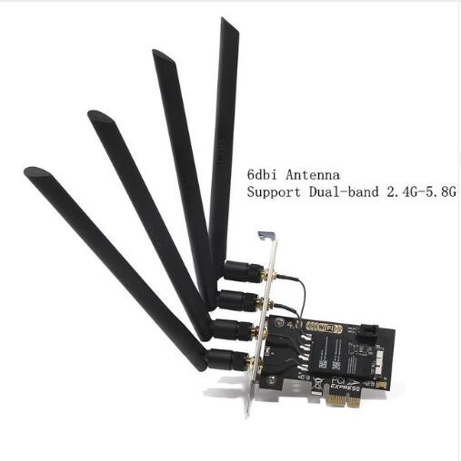 데스크톱 미니 pci-e to PCI-E 1x 어댑터용 안테나 4 개 블루투스 4.0 브로드 캠 무선 와이파이 카드 [ZTF110-63]