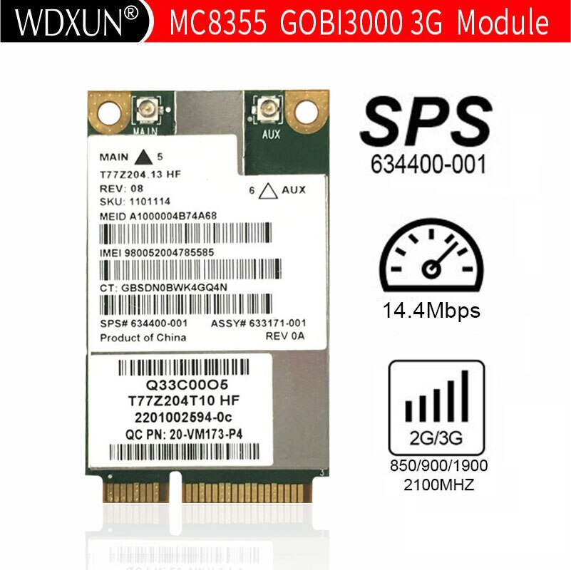SIERRA 무선 카드 MC8355 GODI3000 3G 모듈 HS2430 HSPA EV DO REV A 14.4Mbps SPS 634400-001 [ZTF110-65]