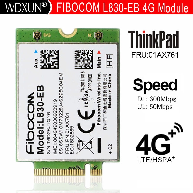 THINKPAD S1 gen 4 용 FIBOCOM L830-EB LTE 4G 무선 모듈 01AX761 [ZTF110-67]