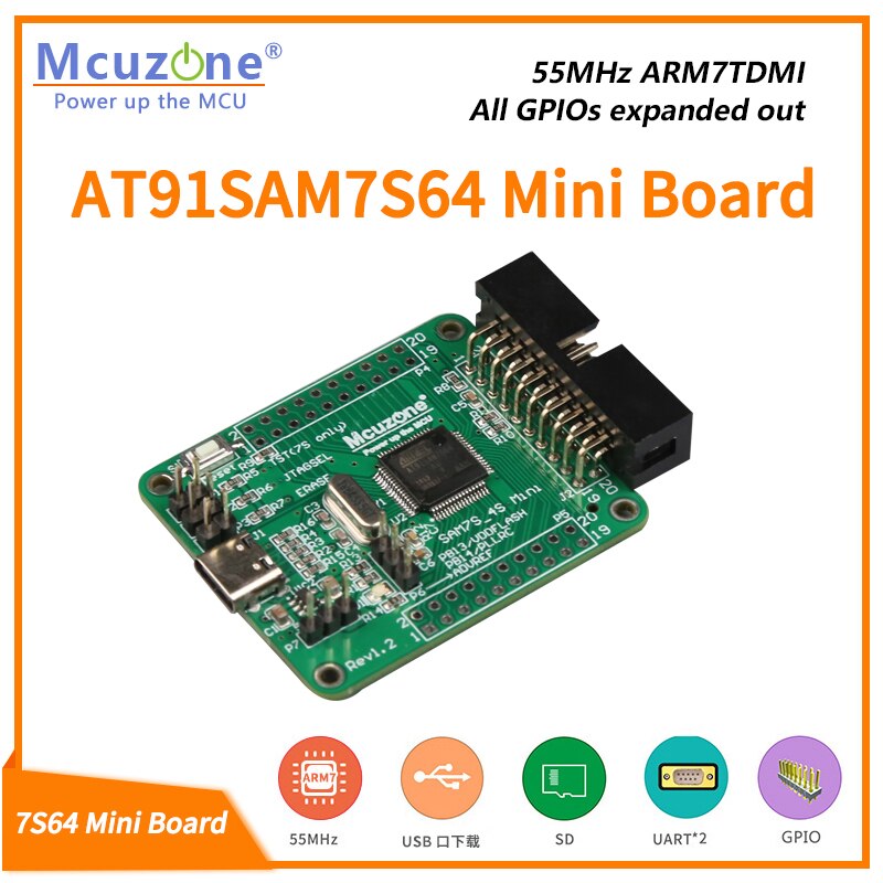AT91SAM7S64 미니 보드 ARM7 SAM7S JTAG USB ATMEL 마이크로 칩 [Mcuzone-19]