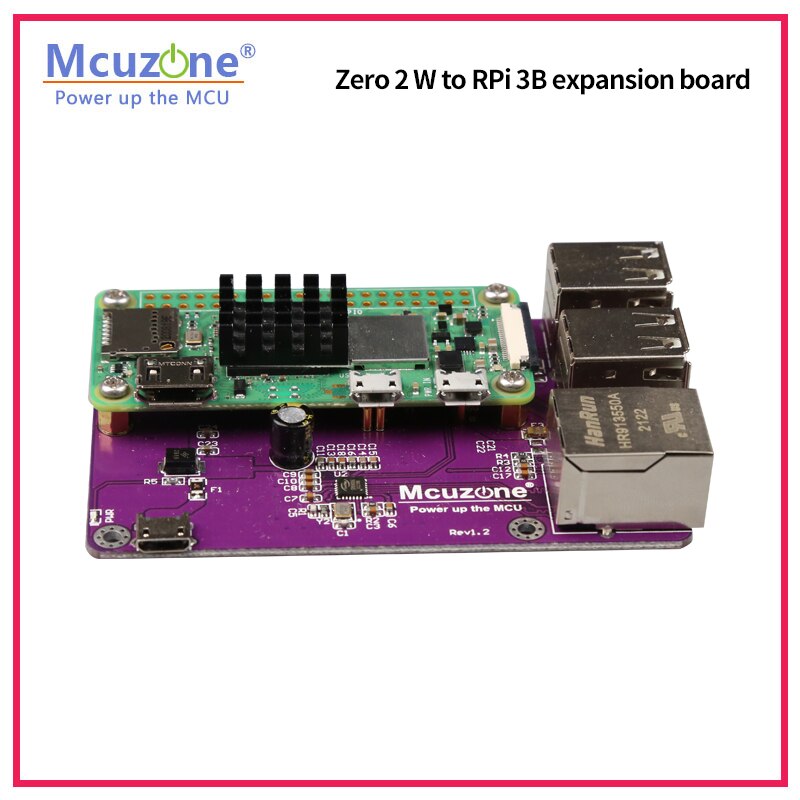Zero 2 W to Raspberry pi 3B 확장 보드 100Mbps 이더넷 및 USB 호스트 금도금 프로브 연결 [Mcuzone-20]