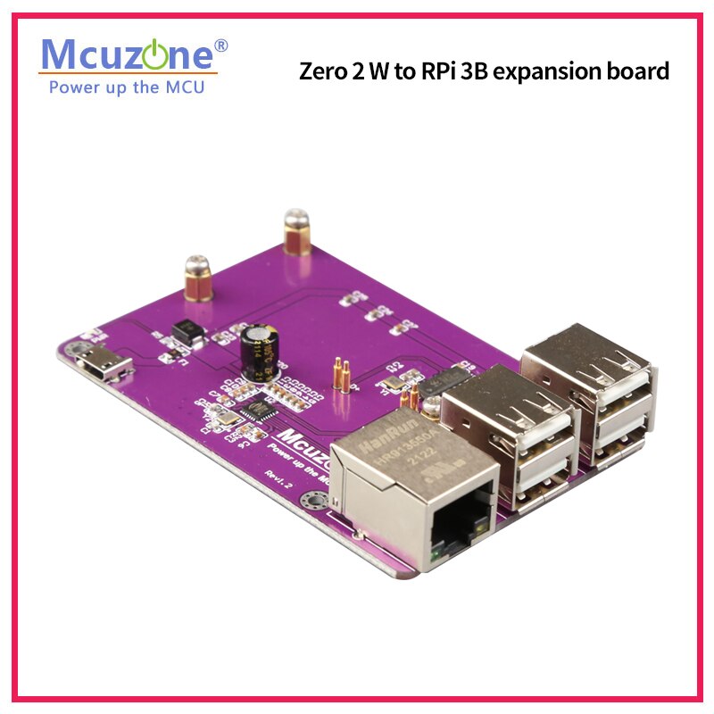 Zero 2 W to Raspberry pi 3B 확장 보드 100Mbps 이더넷 및 USB 호스트 금도금 프로브 연결 [Mcuzone-20]